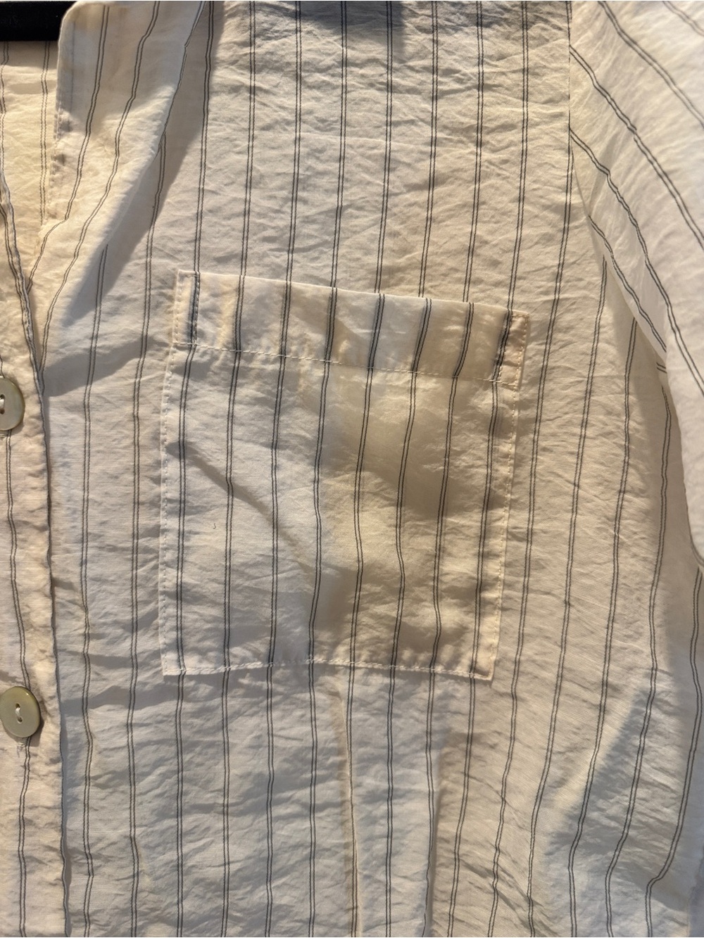 & Other Stories Cream and Gray Striped Short-Sleeve Button-Down - Picture 5 of 10